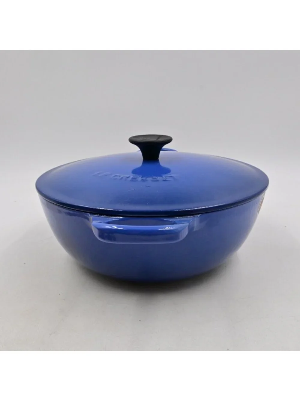 Le Creuset Enameled Cast Iron Blue Marmite Soup Pot Cookware Lid Screw Missing